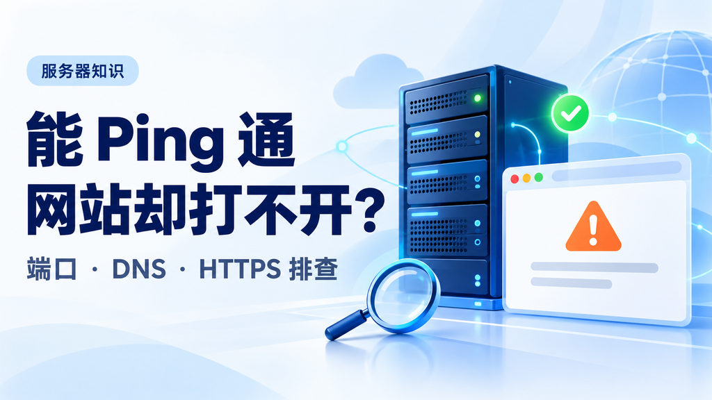 服务器能Ping通但网站打不开的端口、DNS及HTTPS排查教程