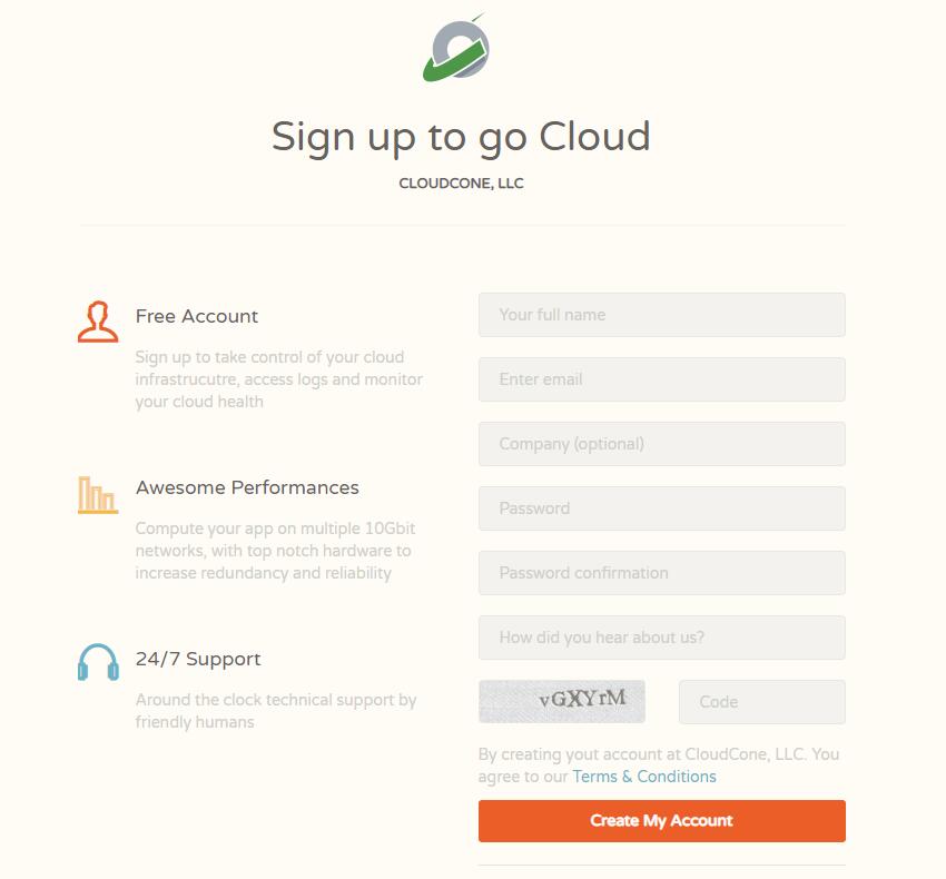 CloudCone用户注册