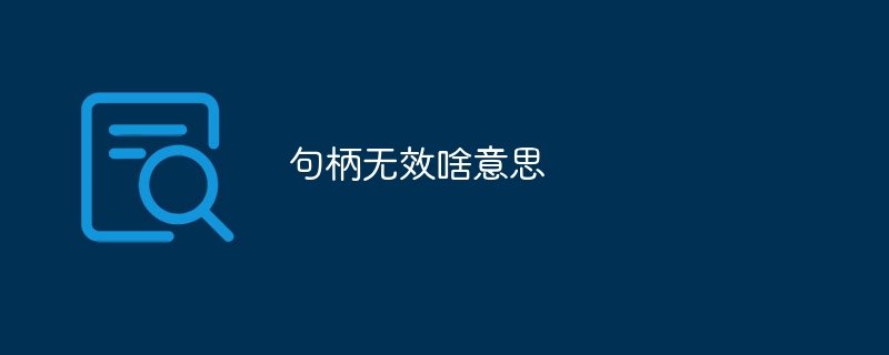 句柄无效啥意思