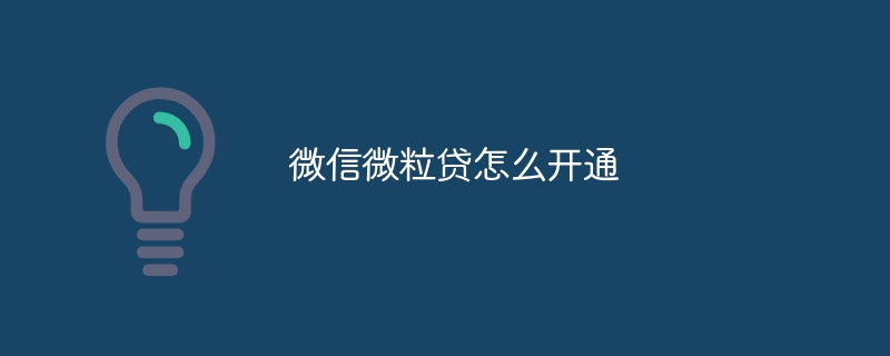微信微粒贷怎么开通