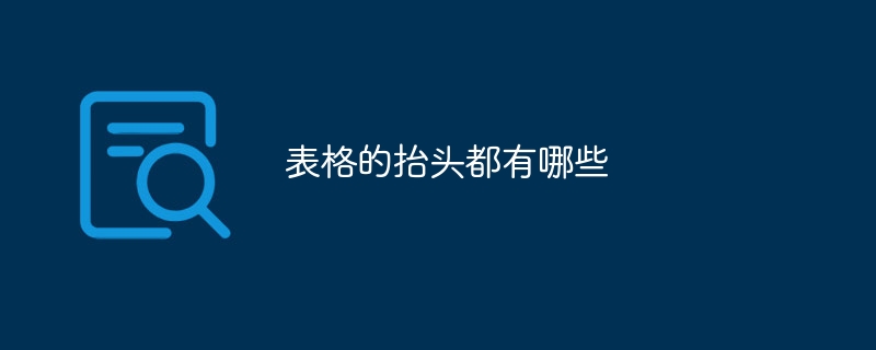 表格的抬头都有哪些